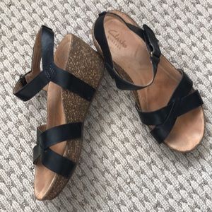 Clarks Leather Wedges - lightly worn